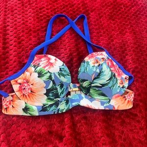 Abercrombie & Fitch Floral Bikini Top - Blue and Red